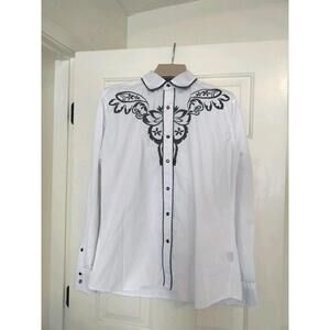 Patron Cito Red Label Men's Western Shirt Embroidered Vaquero Style White/Black